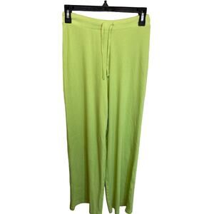 Zara Lime Green Ribbed Loungewear Wide Leg Ribbed Sweatpants Size Small
